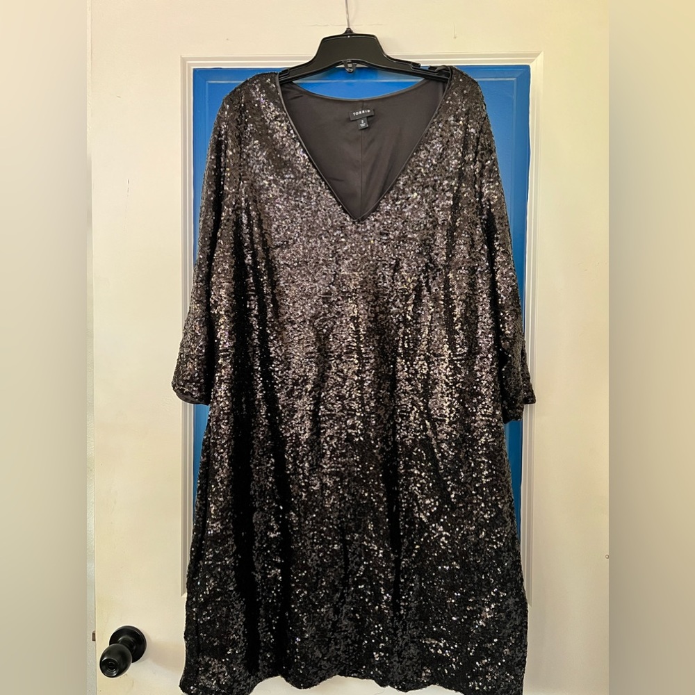 Black Sequin Shift Dress